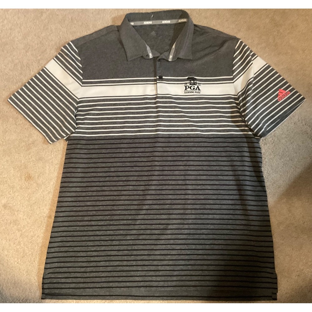 ADIDAS MENS 2020 PGA CHAMPIONSHIP HARDING GOLF POLO SHIRT XL GRAY ORANGE LOGO